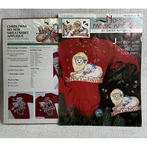 Vintage Set Of 2 Daisy Kingdom Christmas No Sew Sweatshirt Fabric Appliqués